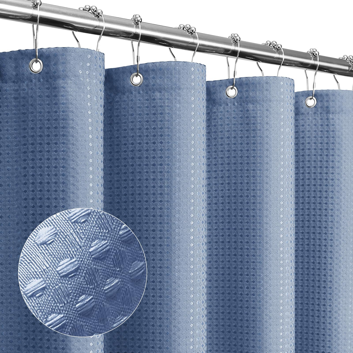 Gibelle Black Cloth-Textured Shower Curtain, Hotel Style, 72x72