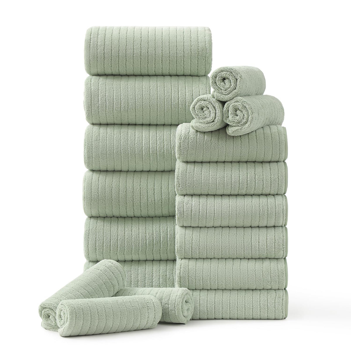 Hailea 18 Piece Family Bath Towel Set Include 6 Bath Towels,6 Hand Towels and 6 Washcloths Soft Bathroom Towel with Hanging Loops,Highly Absorbent Quick Dry Towels Set for Bathroom,Hotel and Spa-Navy