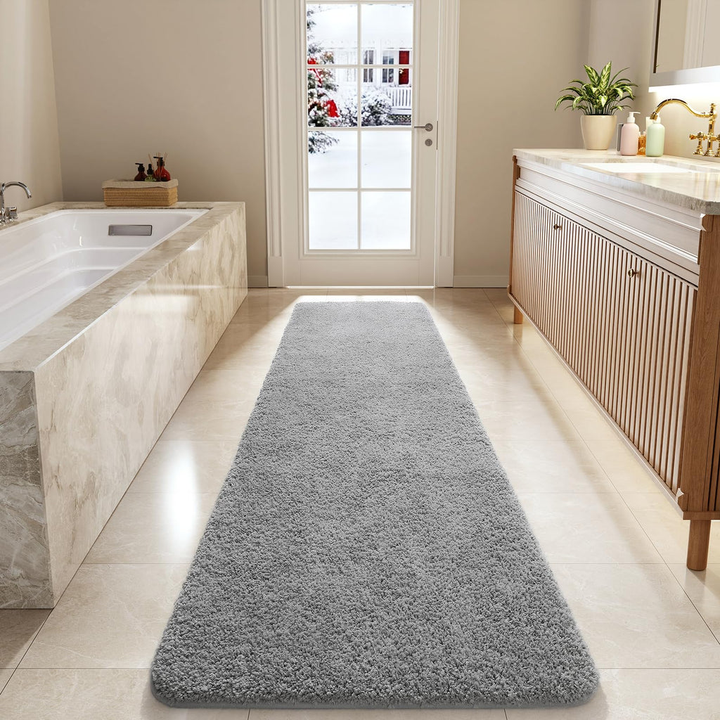 LOCHAS Bathroom Rug Runner 24x60 Inch, Bath Rugs Non Slip, Grey