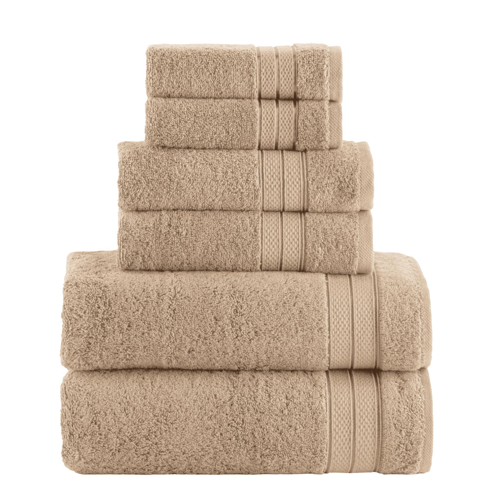 Elegant Comfort Luxury 6-Piece Towel Set, Premium Soft 100% Turkish Cotton, Three Line Popcorn Design 2 Bath Towels, 2 Hand Towels and 2 Washcloths Towel Set-Quick-Drying and Absorbent, Vibrant Orange