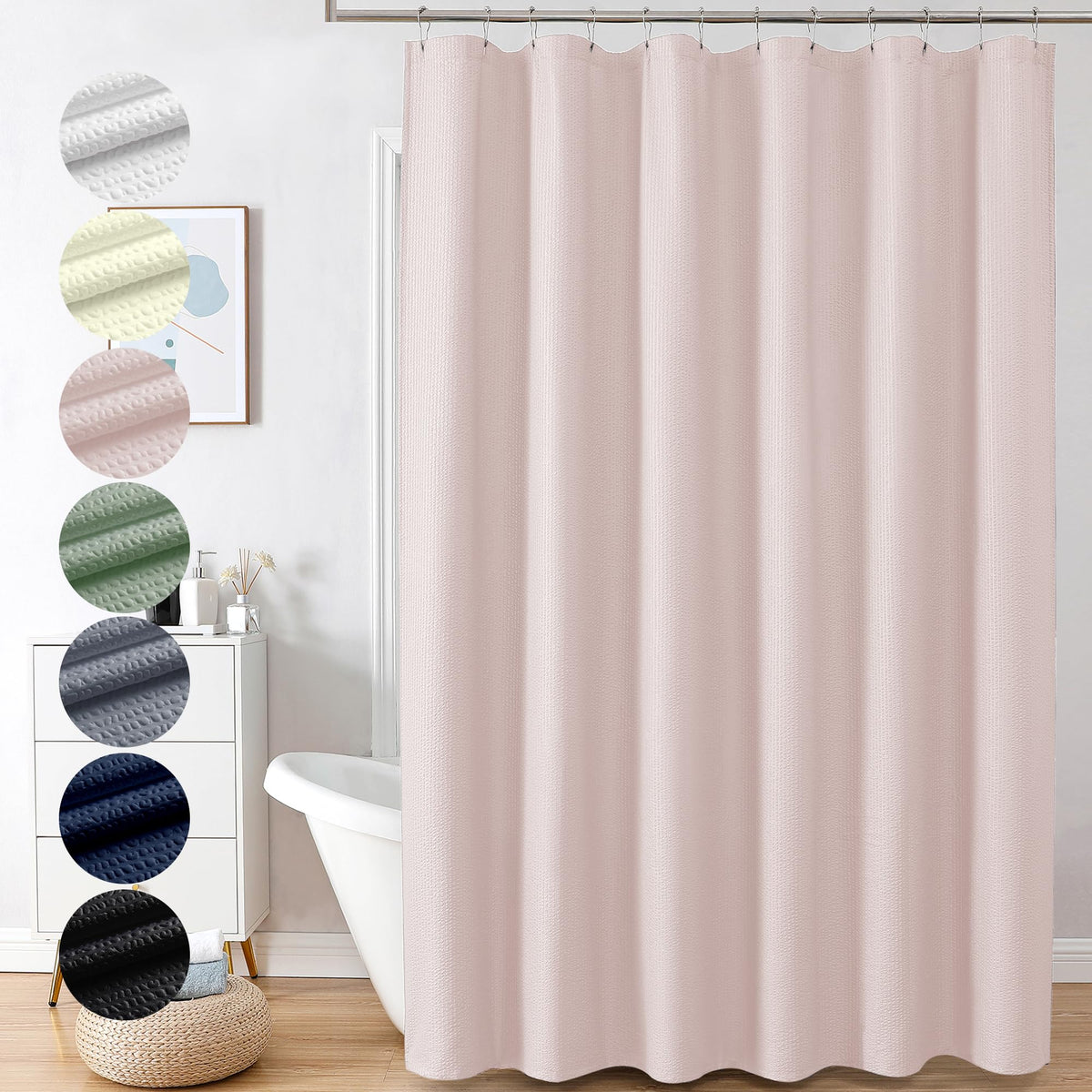 OVZME Berry Cute Shower Curtain, Embossed Textured Fabric Shower Curtain for Bathroom - Soft Cloth & Hotel Spa Luxury, Water Repellent, Machine Washable Shower Curtain, 72X72, Lemon Yellow