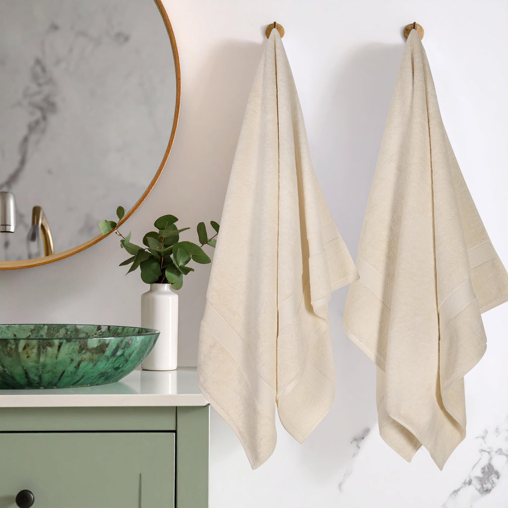 SUPERIOR Egyptian Cotton Plush & Absorbent, Hand Towel Set of 4, Cream