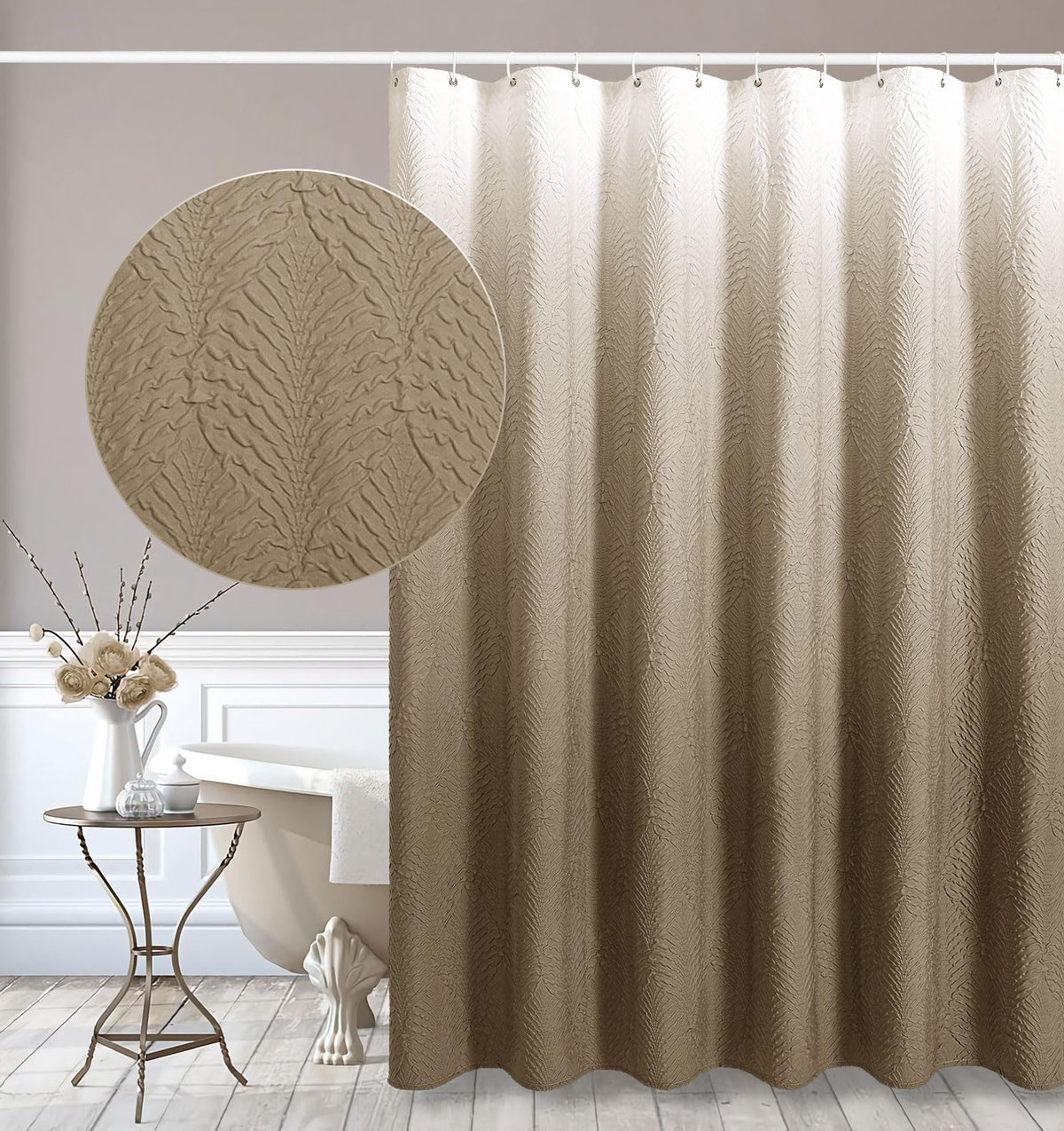 Gibelle Fog Blue Shower Curtain for Bathroom, Farmhouse Bath Curtain 72x72