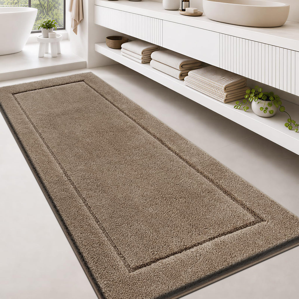 anllugs Bathroom Rugs, Non-Slip Bath Runner Rugs, 30" x 84", Beige