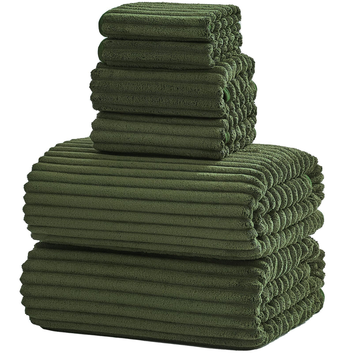 6 PC Bath Towel Set, 40"x80" Oversized Bath Sheets, Olive Green