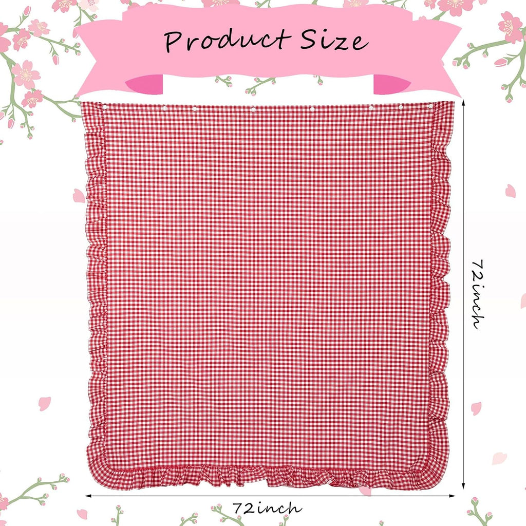 HunnmingRe Ruffled Gingham Shower Curtain Red
