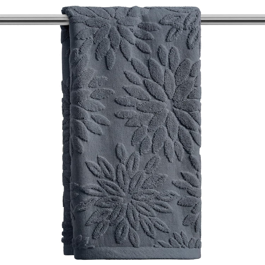 Artoid Mode 2 Pcs Olive Green 3D Dahlia Floral Jacquard Hand Towels for Bathroom, Cotton Soft Absorbent Bathroom Decor Towels, 13.7 x 29.5 Inch