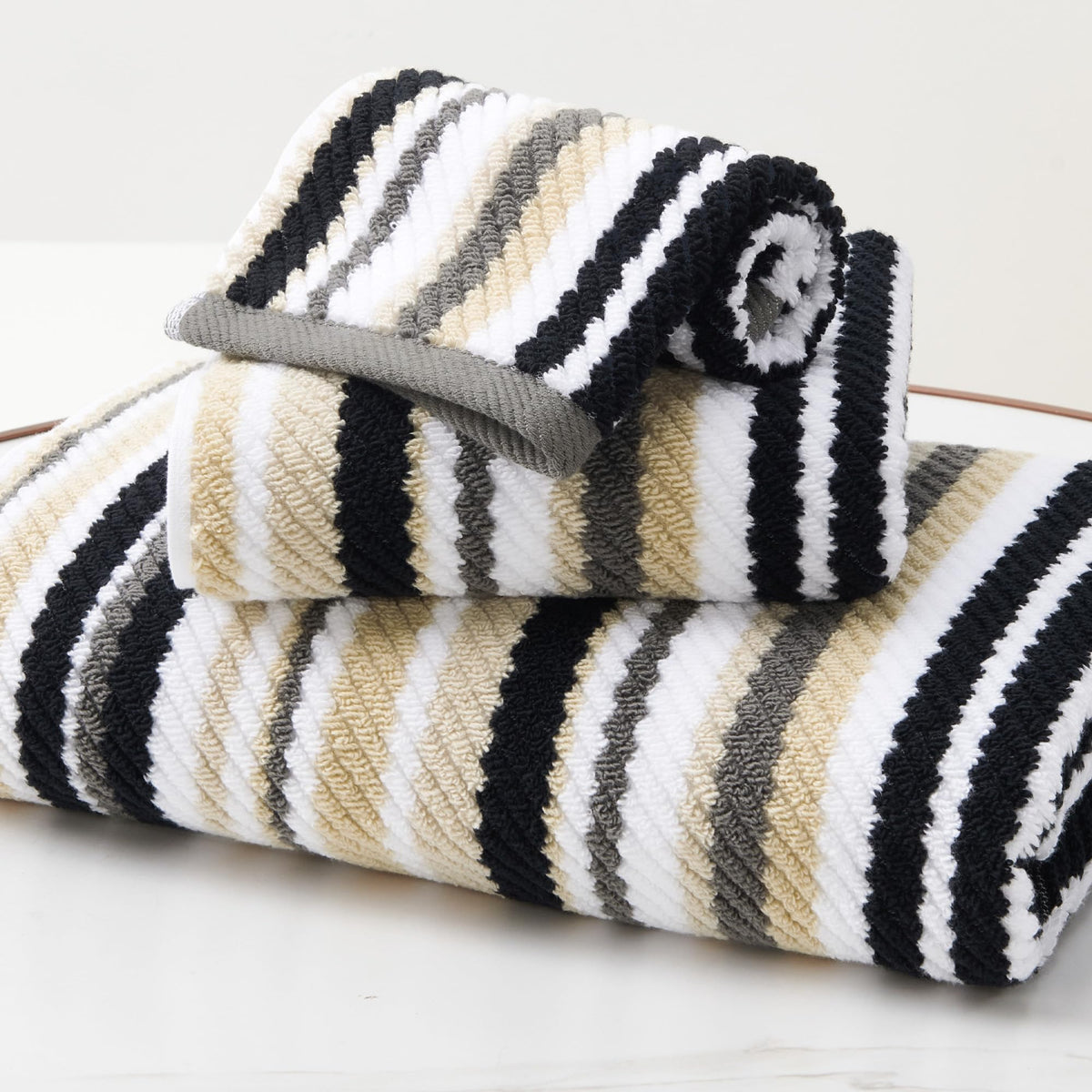 VOOVA & MOVAS Hand Towels, Cotton, Soft, Thick, 16x27 in, Tan Gray Beige