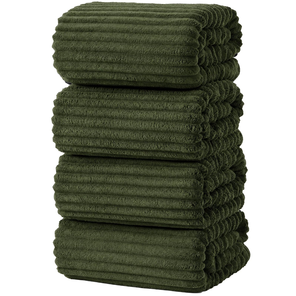 6 PC Bath Towel Set, 40"x80" Oversized Bath Sheets, Olive Green