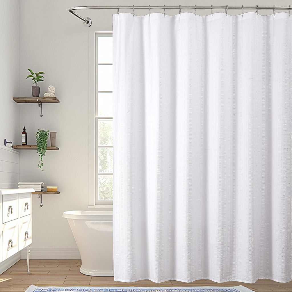 Aiyufeng Moga Navy Blue Fabric Shower Curtains for Bathroom - Blue Hotel Spa Polyester Cloth Bath Curtain with 12 Holes, 72x72, Machine Washable, Navy Blue