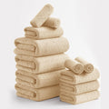 Hailea Luxury Bath Towels Set - 12 Piece (4 Large Bath Towels,4 Hand Towels,4 Washcloths), 100% Microfiber,Extra Absorbent Super Soft & Quick Dry,Complete Family Pack for Bathroom Gym Pool,Camel