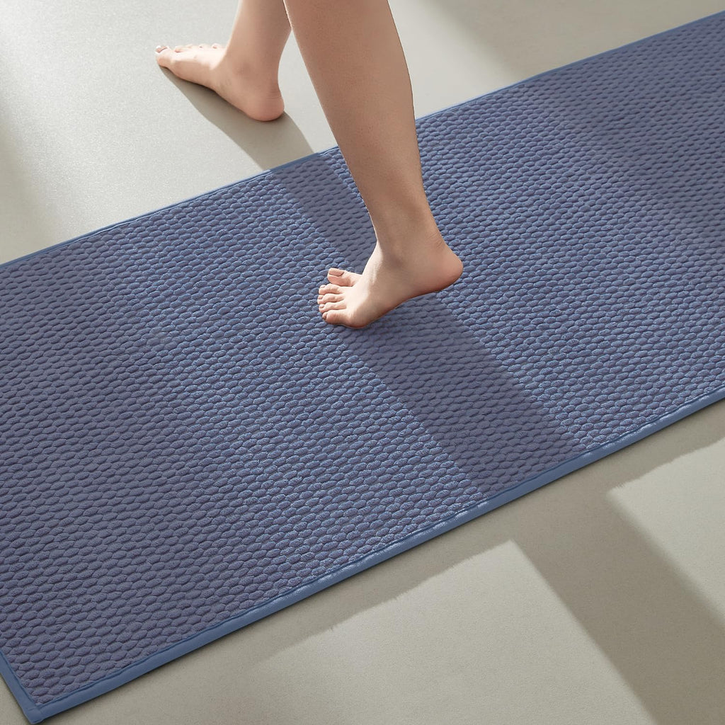 TYUU Bathroom Rugs Non Slip Washable, Super Absorbent Thin Bath Mat Small Quick Dry Low Pile Bathroom Rug, Dark Grey 16"x24"