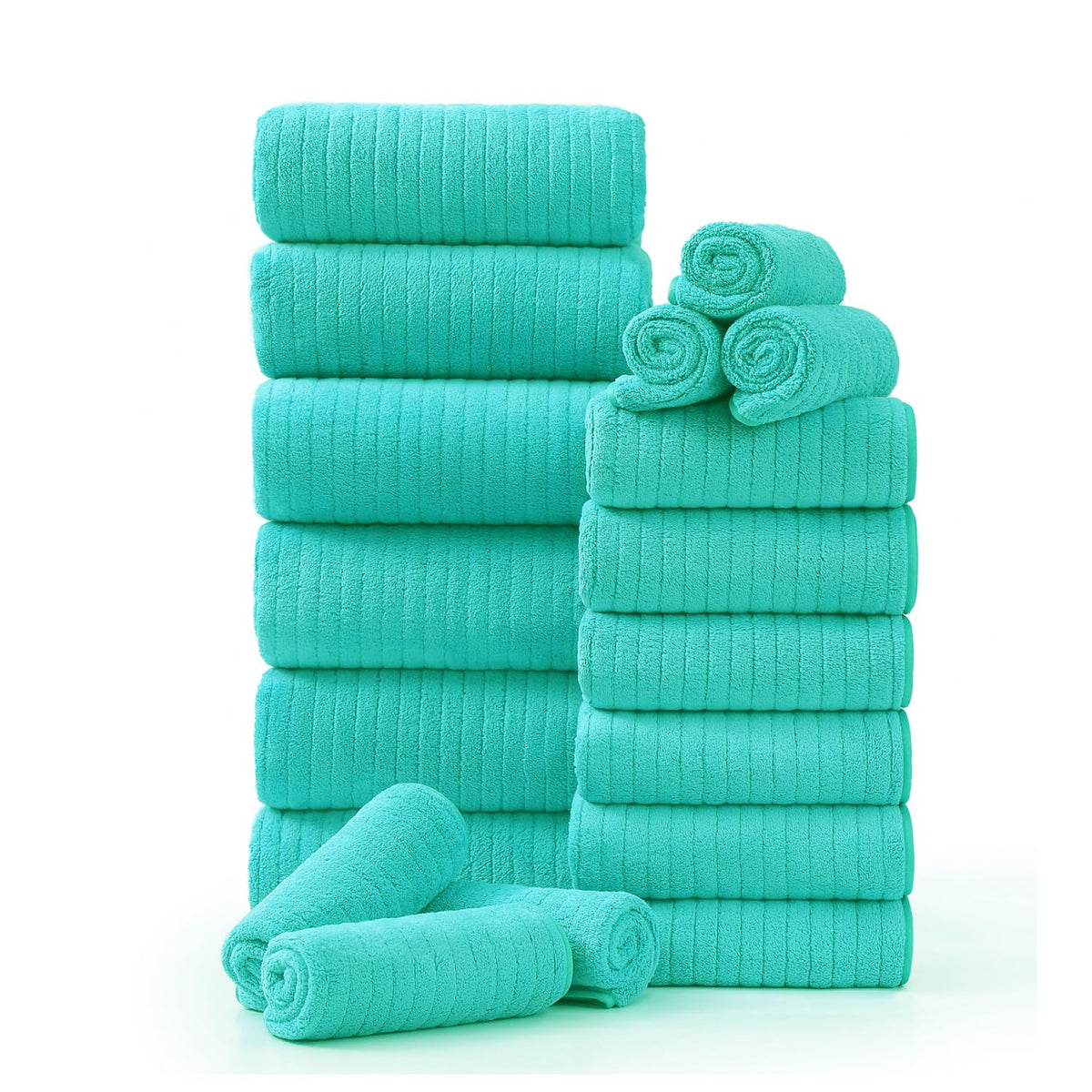 Hailea 18 Piece Family Bath Towel Set Include 6 Bath Towels,6 Hand Towels and 6 Washcloths Soft Bathroom Towel with Hanging Loops,Highly Absorbent Quick Dry Towels Set for Bathroom,Hotel and Spa-Navy