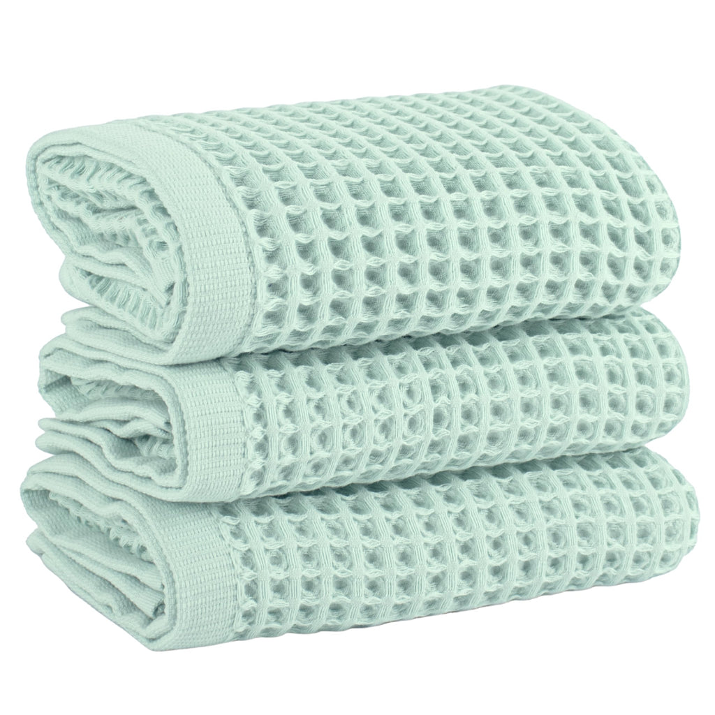 PÜSKÜL Natural 100% Turkish Cotton Waffle Hand and Kitchen Towels Set of 3