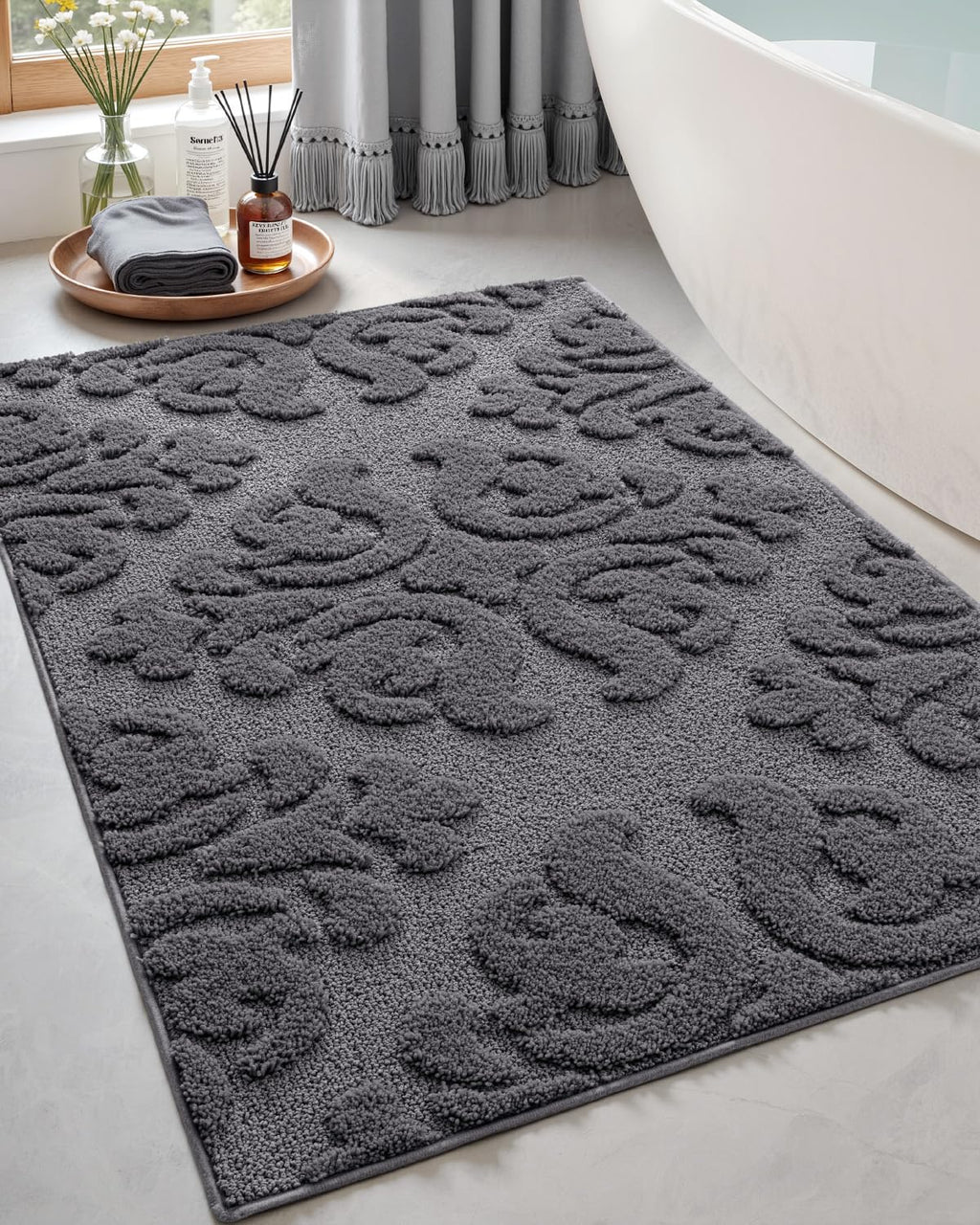 DEXI Bathroom Rugs Non Slip Washable, 36x24 Quick Dry Bath Mat, White
