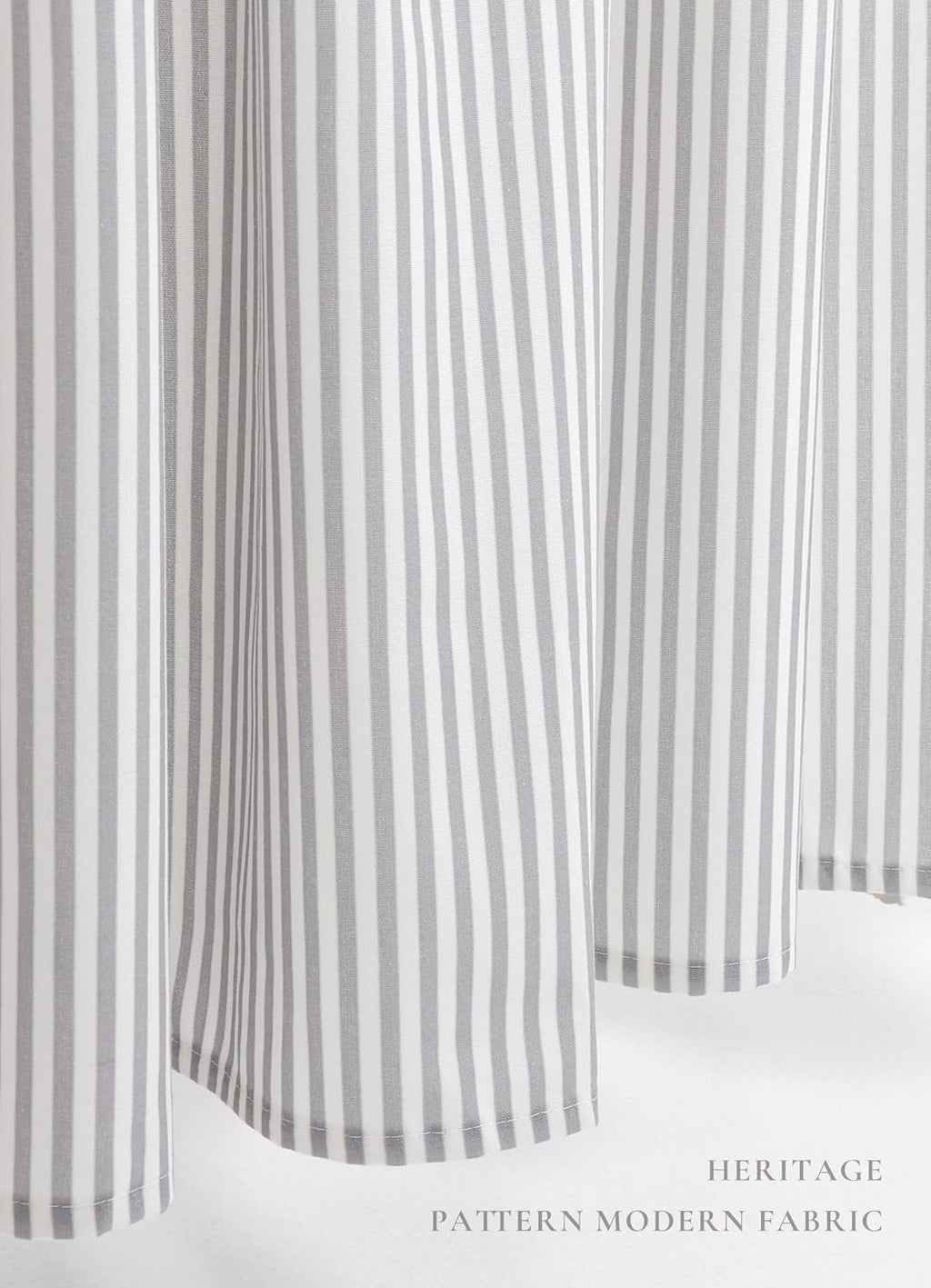 Grey Striped Shower Curtain 72X72 Inches Cotton Blend Rustic Shower Curtain Breathable Washable for Bathroom