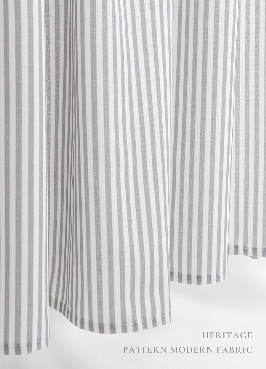 Grey Striped Shower Curtain 72X72 Inches Cotton Blend Rustic Shower Curtain Breathable Washable for Bathroom
