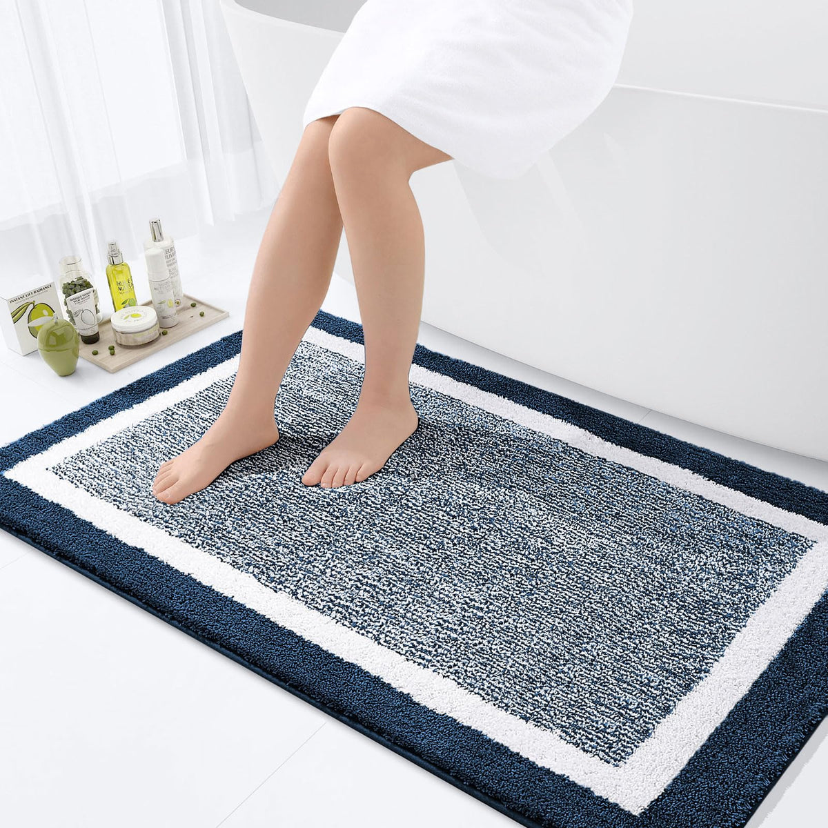 OLANLY Bathroom Rugs 36x24, Soft Absorbent Microfiber Bath Rugs, Grey