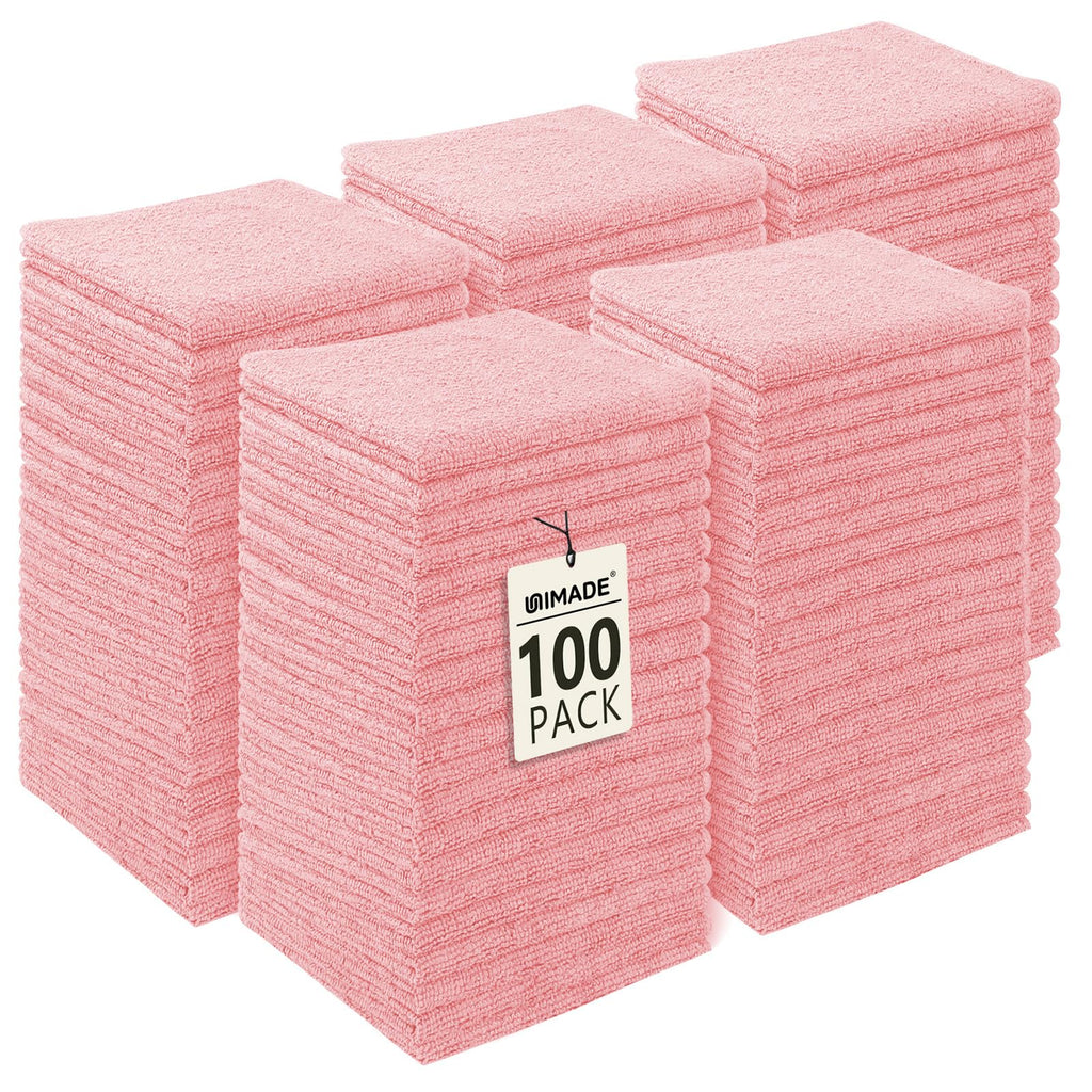 UNIMADE Washcloths Bulk 100 Pack Face Towels (12" x 12"), Highly Soft Wash Cloths and Hand Towels, Fast Drying Multi-Purpose Microfiber Cleansing Cloths for Bathroom, Hotel, Spa, and Salon-Multicolor