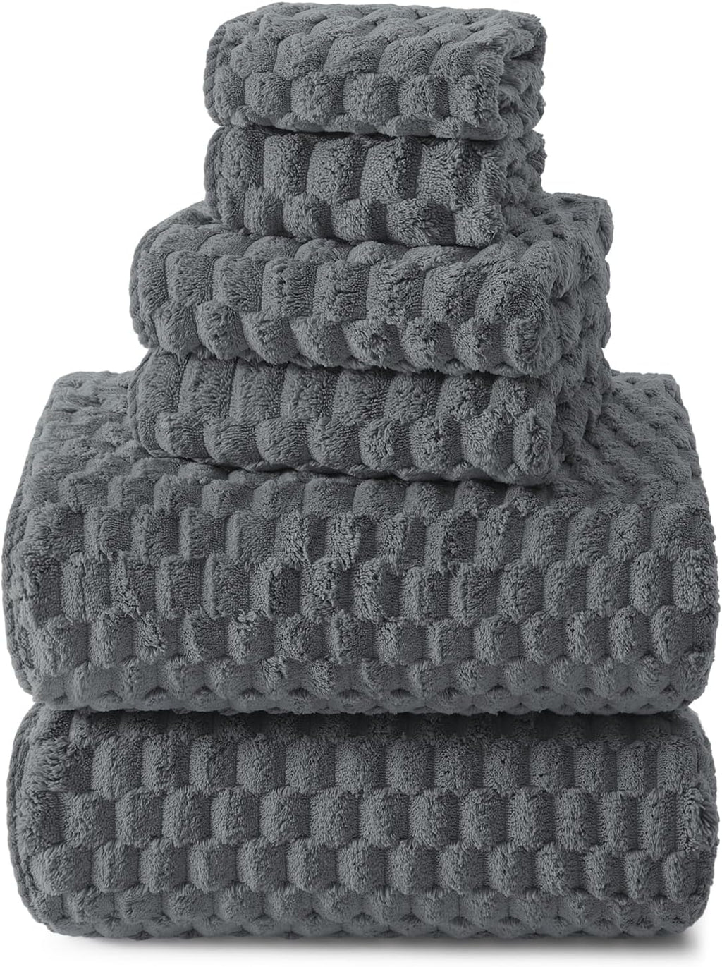 REDKISS Charcoal Gray Microfiber Towels Set of 6- Extra Large 35x70 Inches