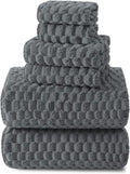 REDKISS Charcoal Gray Microfiber Towels Set of 6- Extra Large 35x70 Inches