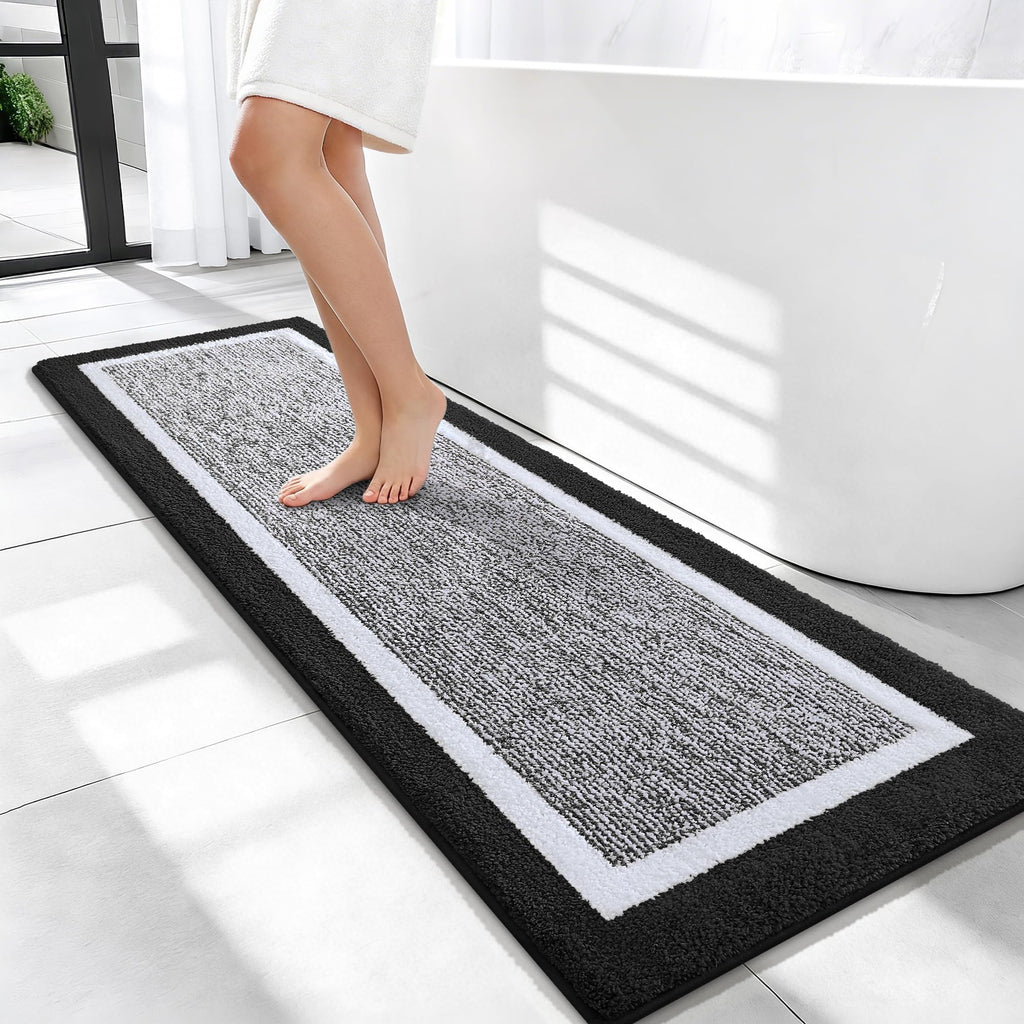 OLANLY Bathroom Rugs 36x24, Soft Absorbent Microfiber Bath Rugs, Grey