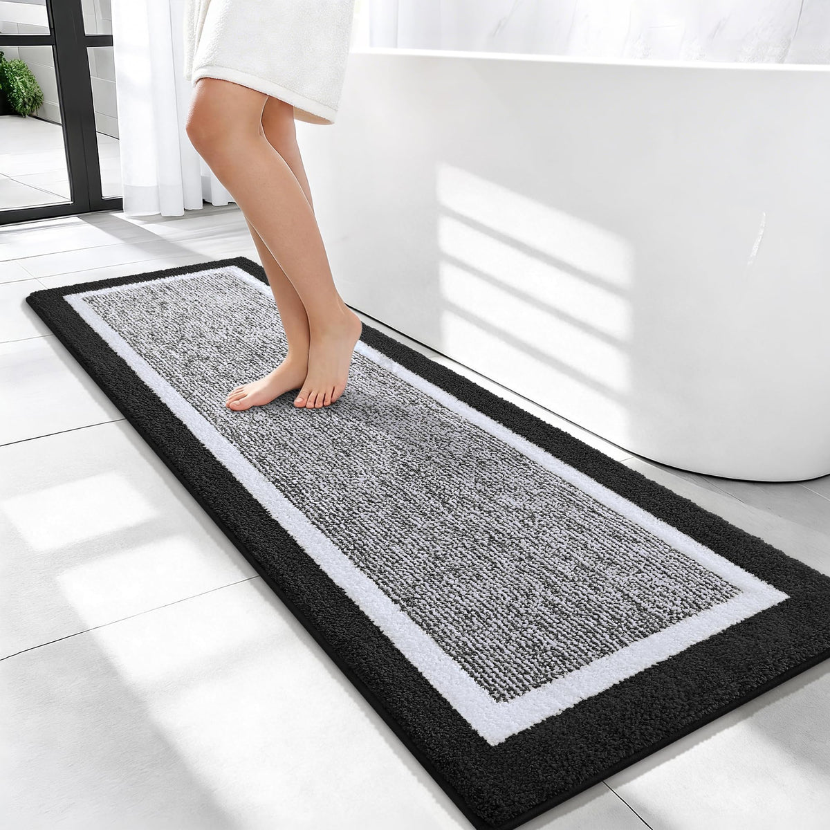 OLANLY Bathroom Rugs 36x24, Soft Absorbent Microfiber Bath Rugs, Grey