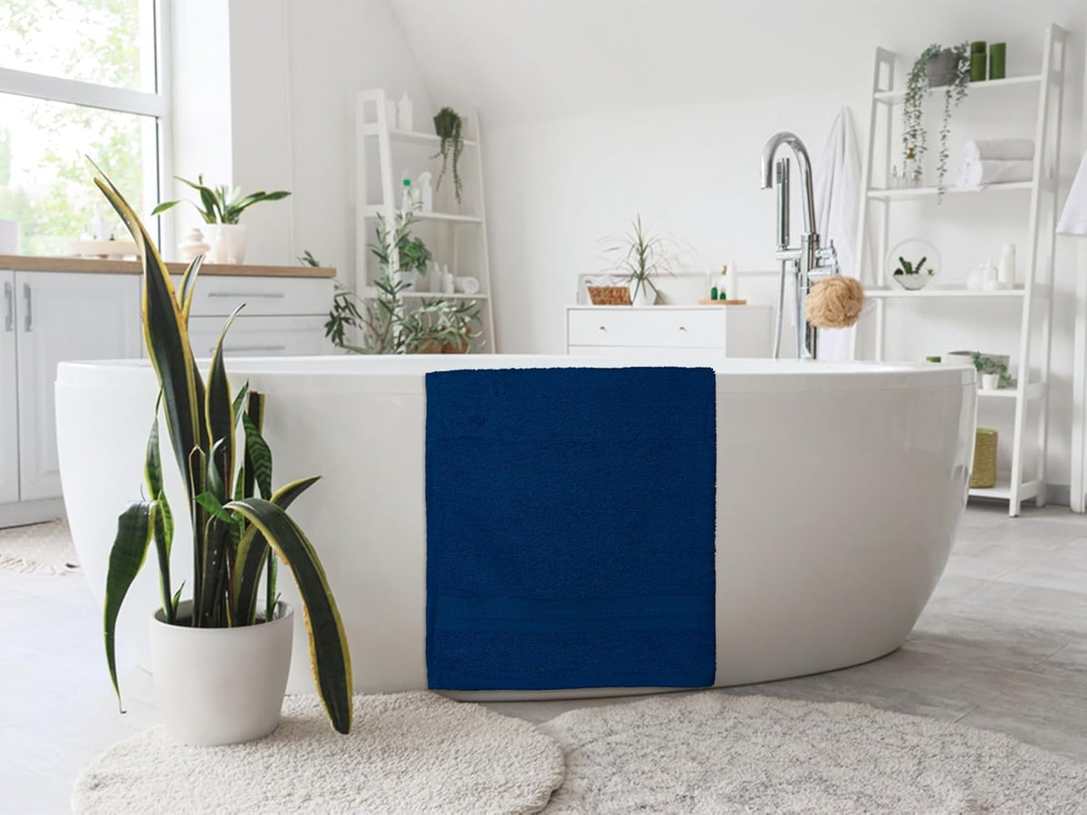 Bath Towels Pack of 6 – 24" x 48" – 100% Cotton Terry, Soft, Quick-Dry & Highly Absorbent – Navy Blue Towels for Bathroom, Spa, Gym, Hotel, Pool & Everyday Use