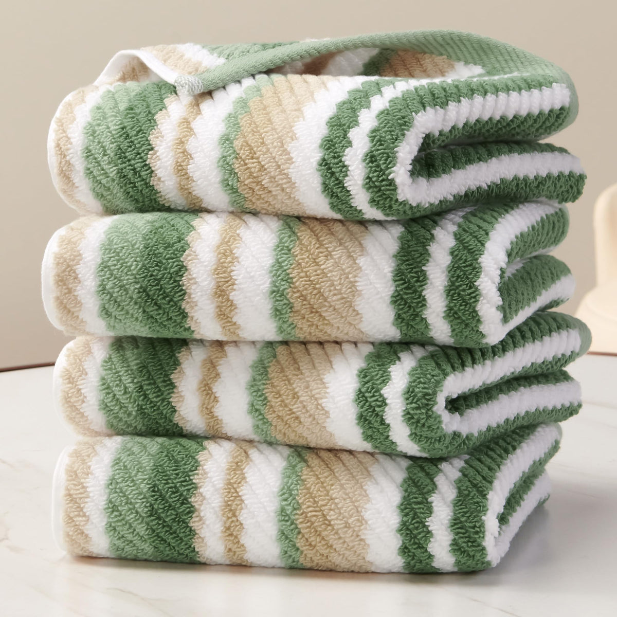 VOOVA & MOVAS Hand Towels, Cotton, Soft, Thick, 16x27 in, Tan Gray Beige