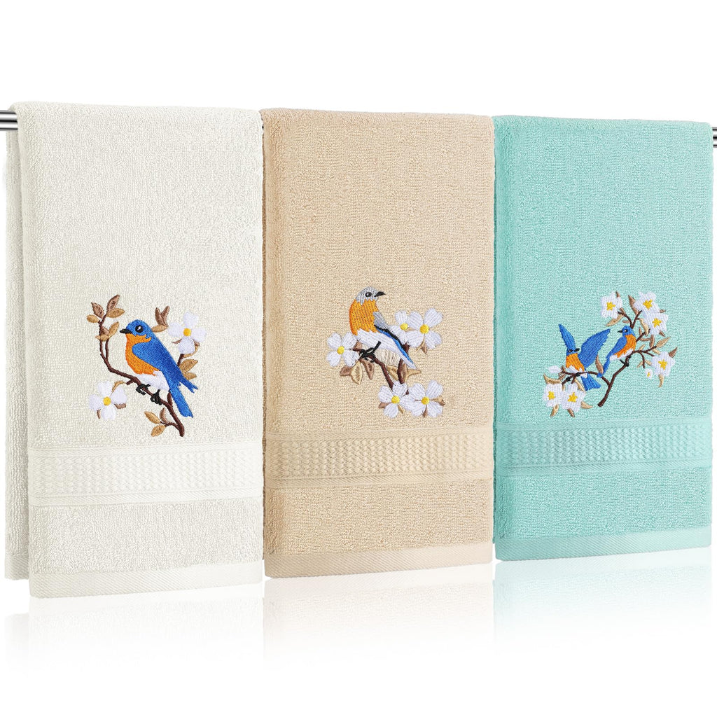 Tingjoo 3 Pcs Eucalyptus Leaves Hand Towels Farmhouse Fingertip Bath Towels