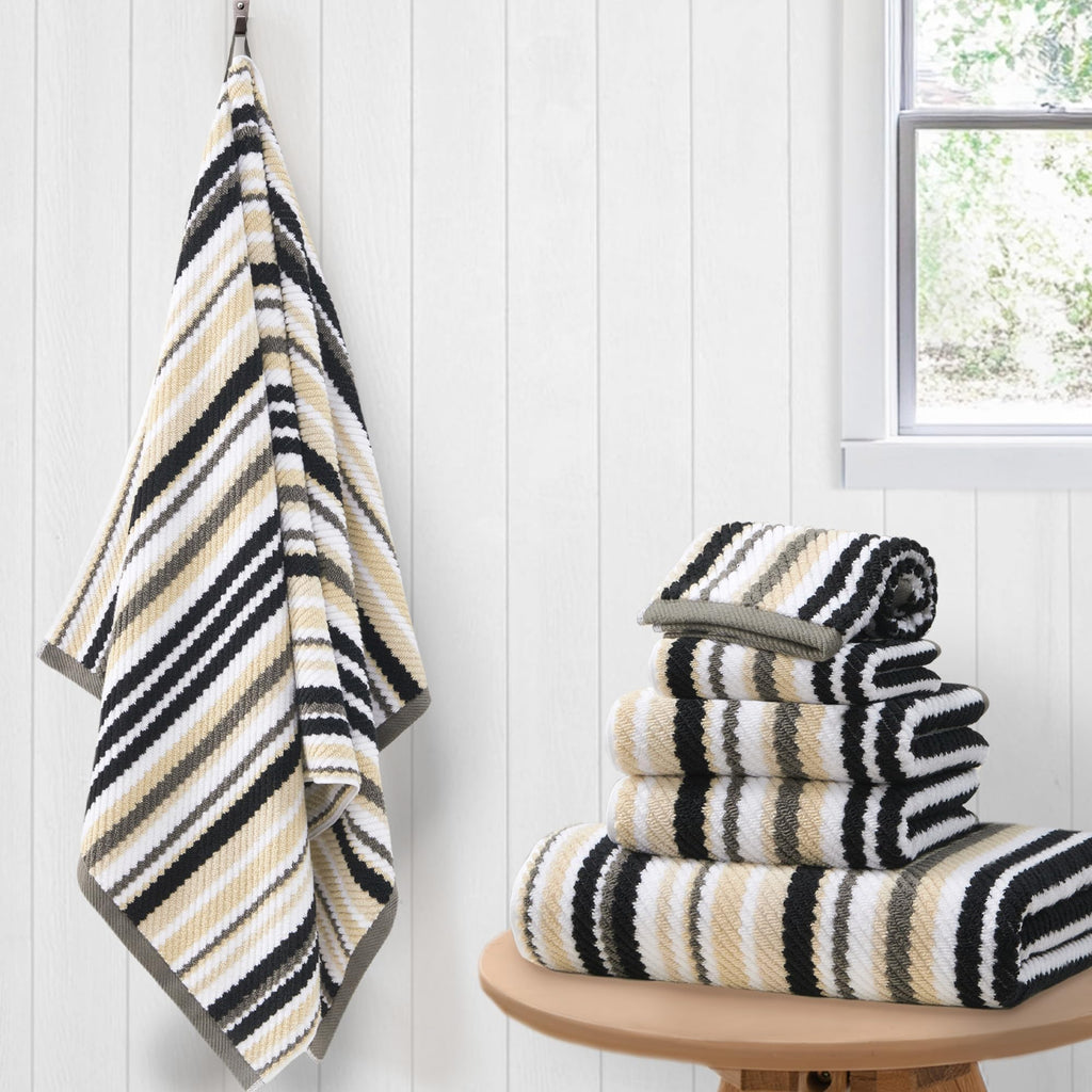 VOOVA & MOVAS Hand Towels, Cotton, Soft, Thick, 16x27 in, Tan Gray Beige