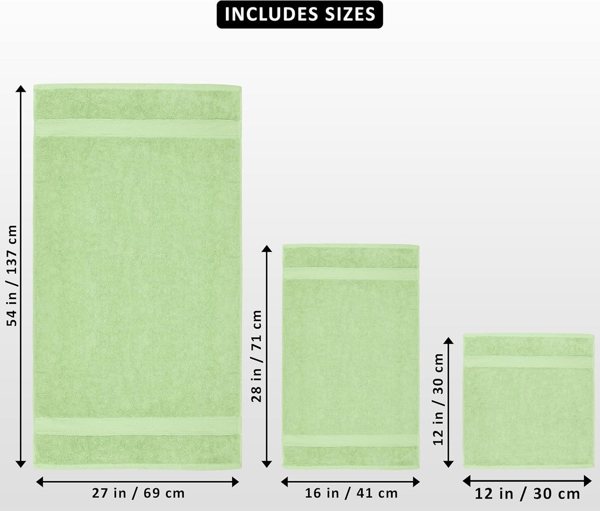Utopia Towels 8 Piece Majestic Plush Luxury Towel Set, Cotton, Sage Green