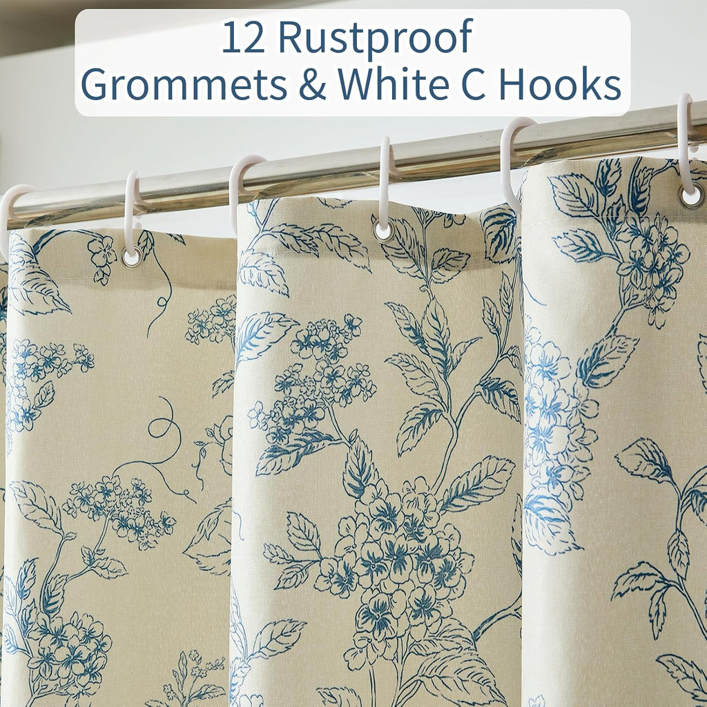 Warmstar Floral Shower Curtain for Bathroom Weighted Hem Water Repellent