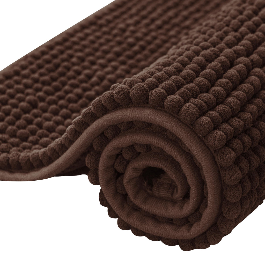 SUBRTEX Bathroom Rugs Chenille Bath Rug Soft Short Plush Bath Mat Soft Shower Mat Water Absorbent Shower Mat Quick Dry Machine Washable(White,18" x 24")