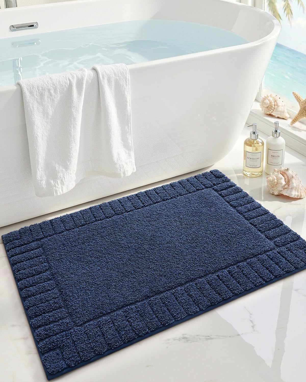 DEXI Bathroom Rugs Non Slip Washable, 36x24 Quick Dry Bath Mat, White
