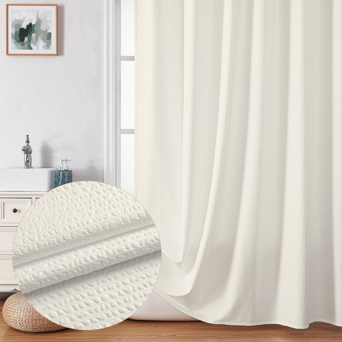 OVZME Berry Cute Shower Curtain, Embossed Textured Fabric Shower Curtain for Bathroom - Soft Cloth & Hotel Spa Luxury, Water Repellent, Machine Washable Shower Curtain, 72X72, Lemon Yellow
