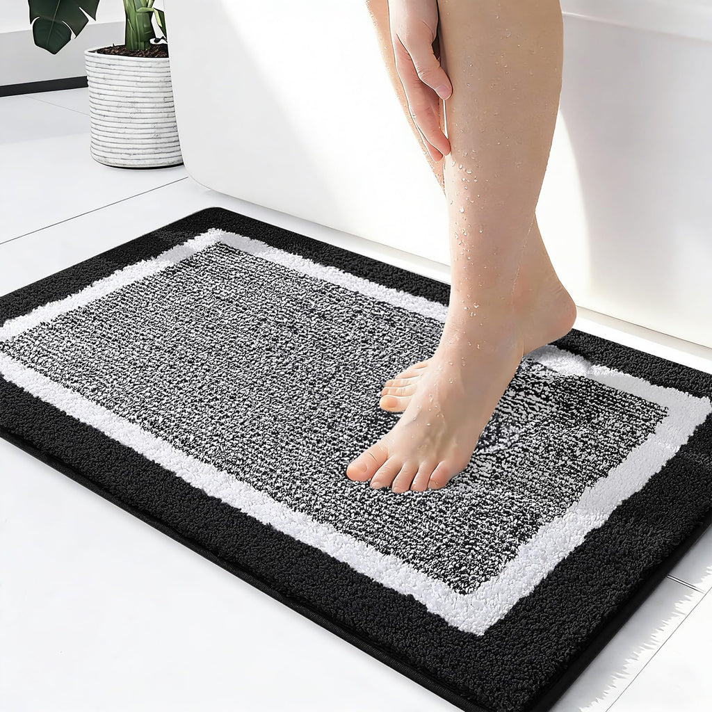OLANLY Bathroom Rugs 36x24, Soft Absorbent Microfiber Bath Rugs, Grey