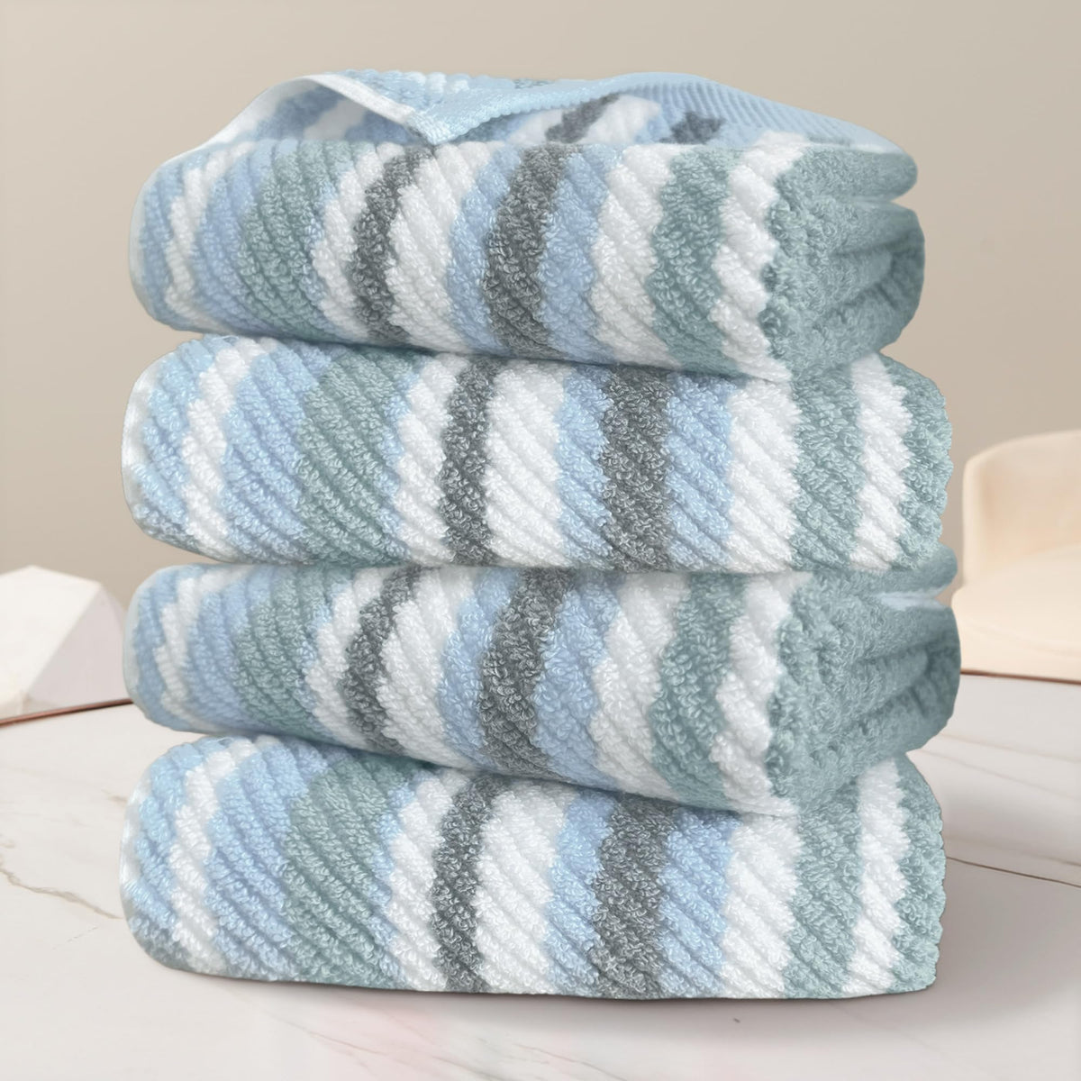 VOOVA & MOVAS Hand Towels, Cotton, Soft, Thick, 16x27 in, Tan Gray Beige