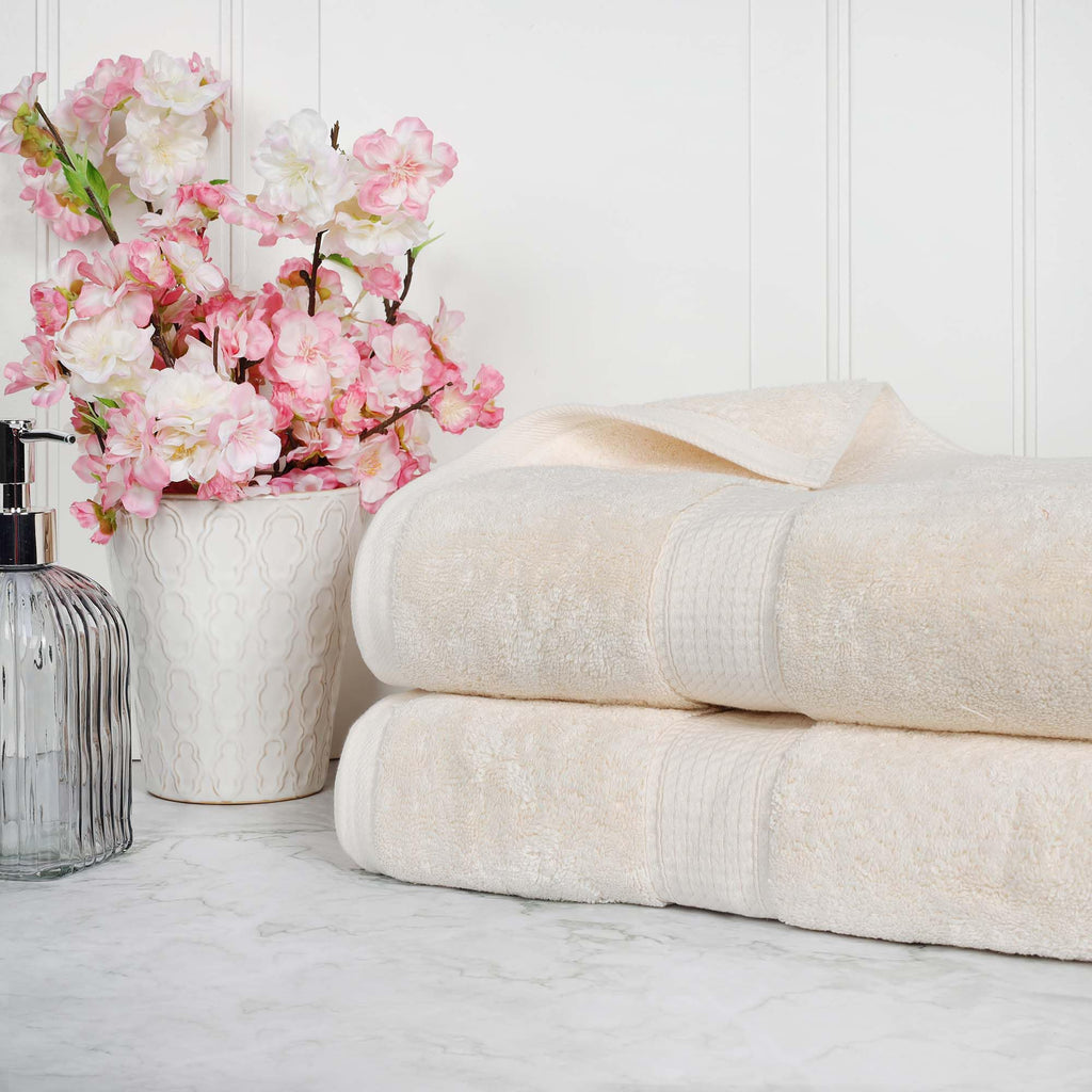 SUPERIOR Egyptian Cotton Plush & Absorbent, Hand Towel Set of 4, Cream