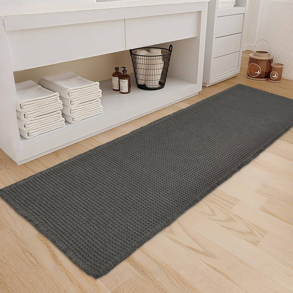 ZALL Waffle Bath Mat Boho Bathroom Mat Ultra Absorbent Non Slip 18x30 Tan