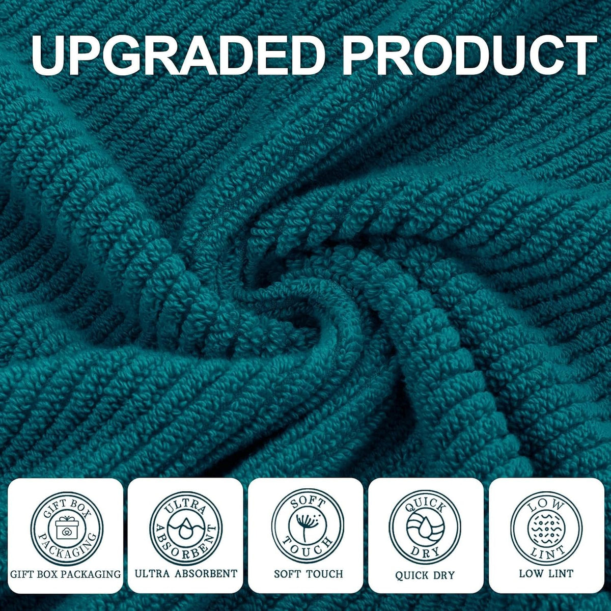 VOOVA & MOVAS Hand Towels for Barthroom, 18x28 in, Soft, Deep Turquoise