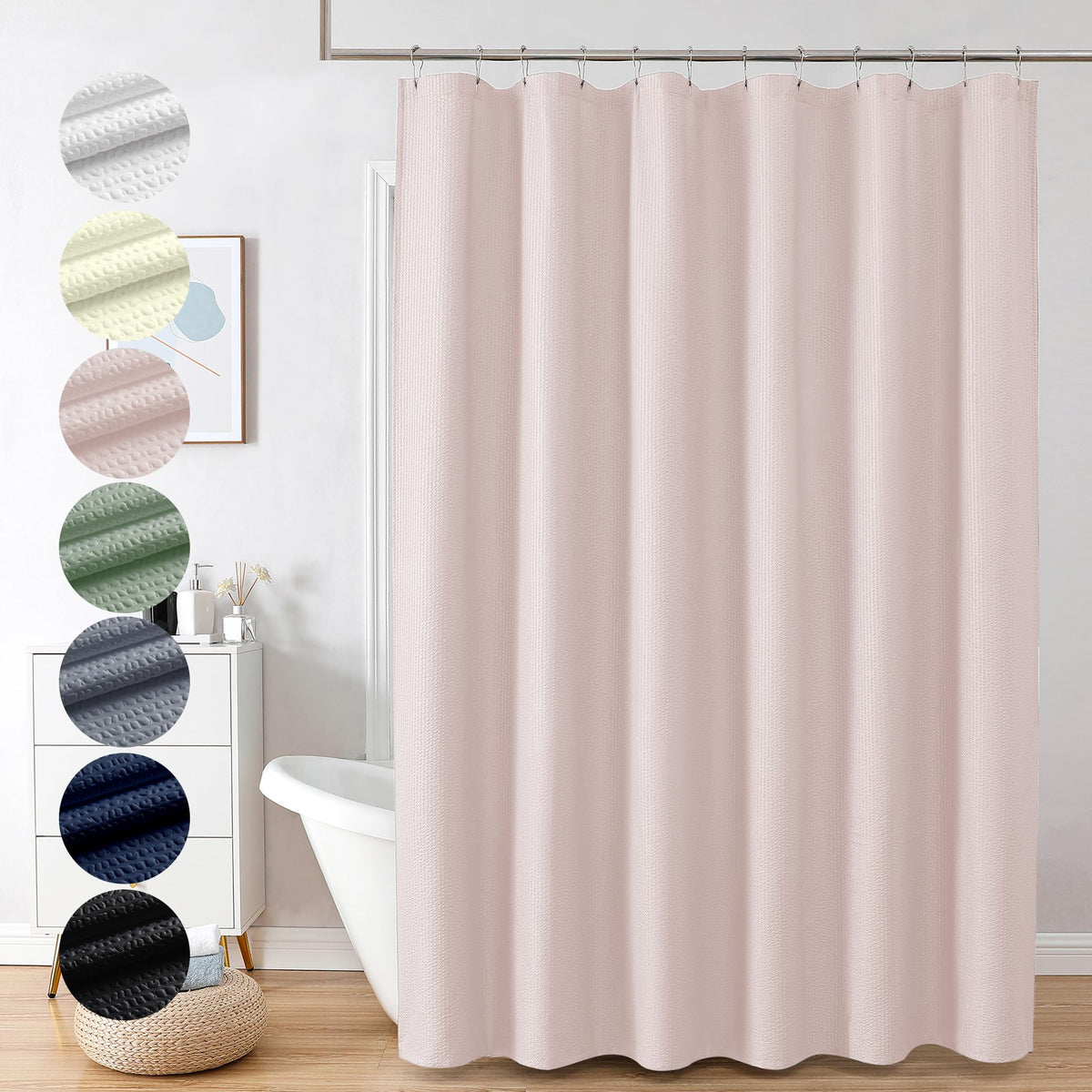 OVZME Berry Cute Shower Curtain, Embossed Textured Fabric Shower Curtain for Bathroom - Soft Cloth & Hotel Spa Luxury, Water Repellent, Machine Washable Shower Curtain, 72X72, Lemon Yellow