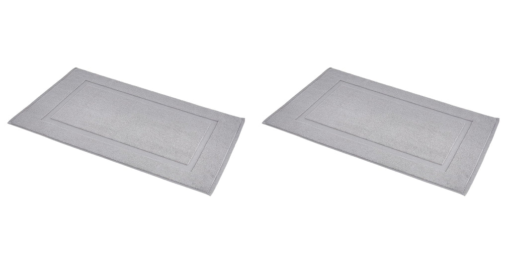 Amazon Basics Banded Bathroom Bath Rug Mat, Machine Washable, 100% Cotton, 31" x 20", Powder Gray