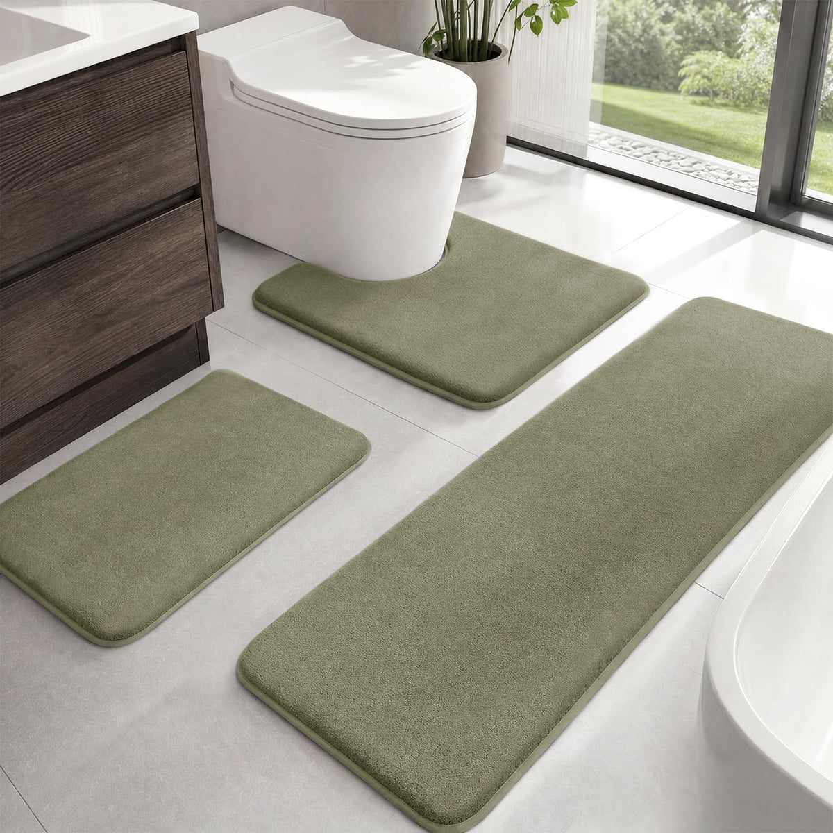 HUXMEYSON Bathroom Rugs Sets 2 Piece, Non-Slip & Quick Dry Bath Mat Set, Ultra Soft Velvet Bath Rugs for Bathroom, Toilet and Shower Floor, Navy