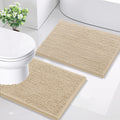 Smiry Chenille Bathroom Rugs Sets 2 Piece (30x20+24x16, Black)