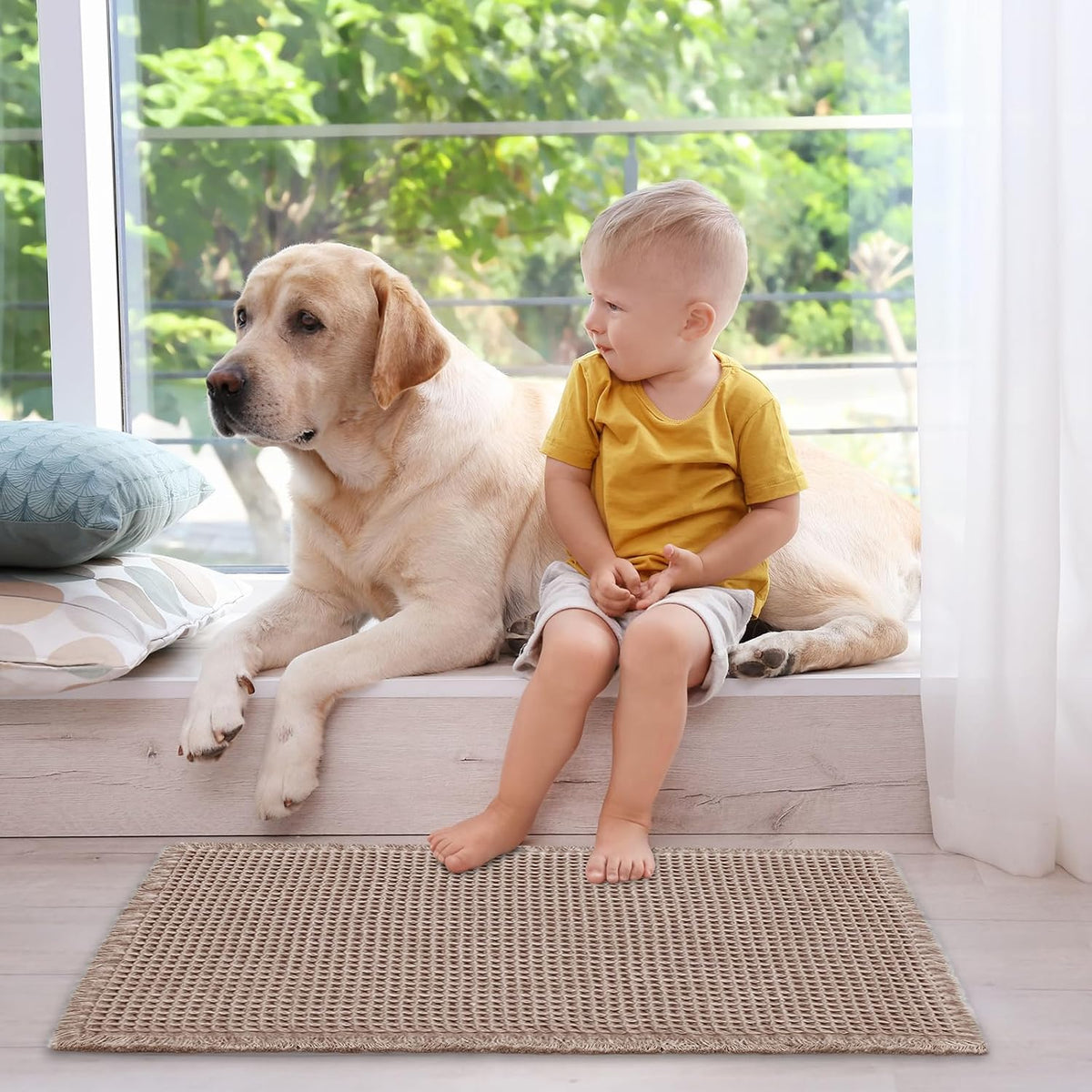 ZALL Waffle Bath Mat Boho Bathroom Mat Ultra Absorbent Non Slip 18x30 Tan
