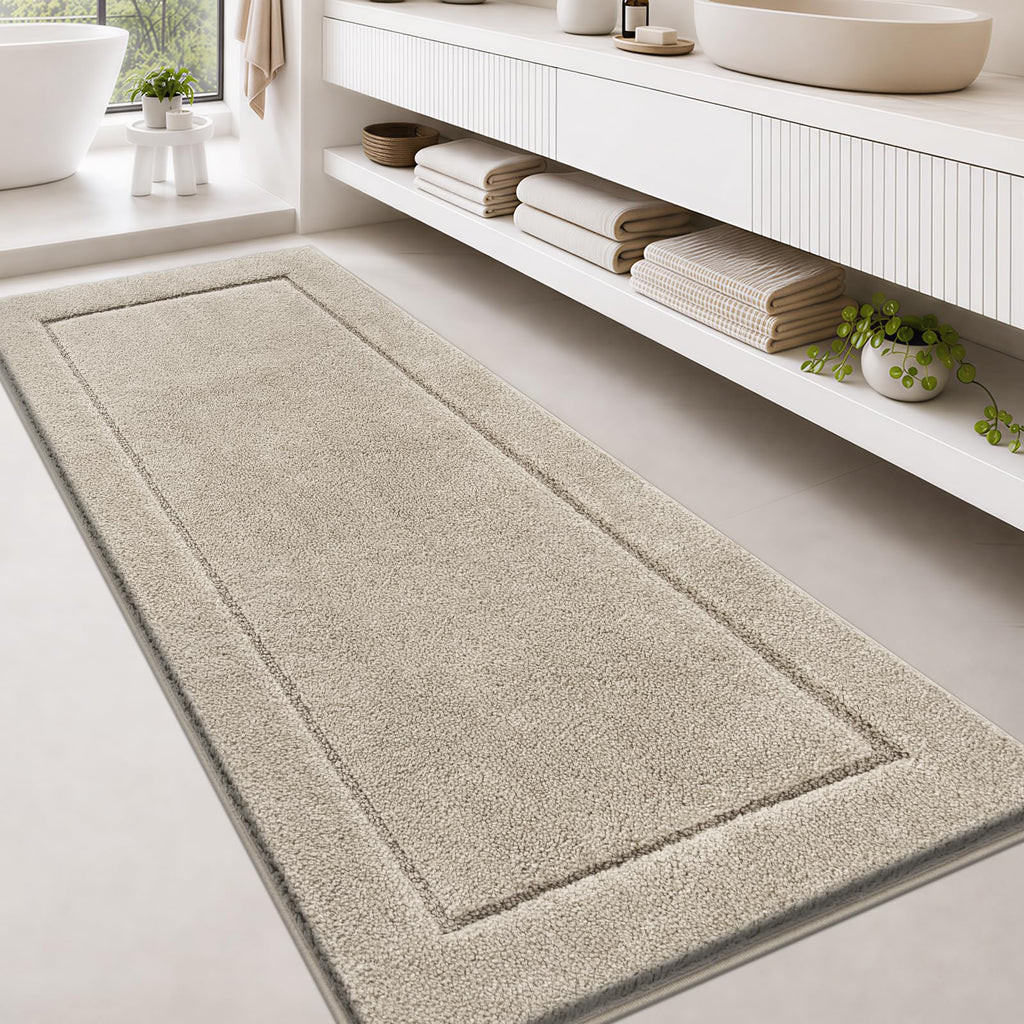 anllugs Bathroom Rugs, Non-Slip Bath Runner Rugs, 30" x 84", Beige
