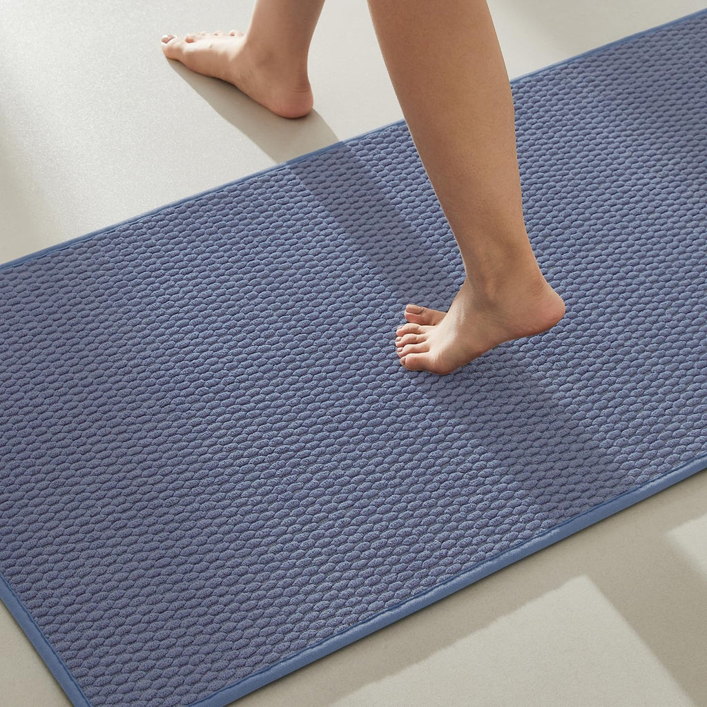TYUU Bathroom Rugs Non Slip Washable, Super Absorbent Thin Bath Mat Small Quick Dry Low Pile Bathroom Rug, Dark Grey 16"x24"