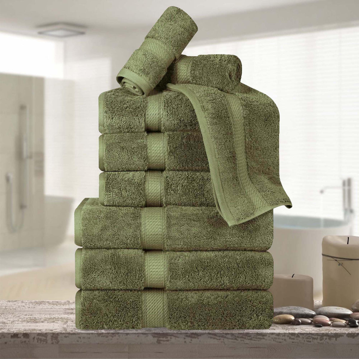 SUPERIOR Egyptian Cotton Plush & Absorbent, Hand Towel Set of 4, Cream