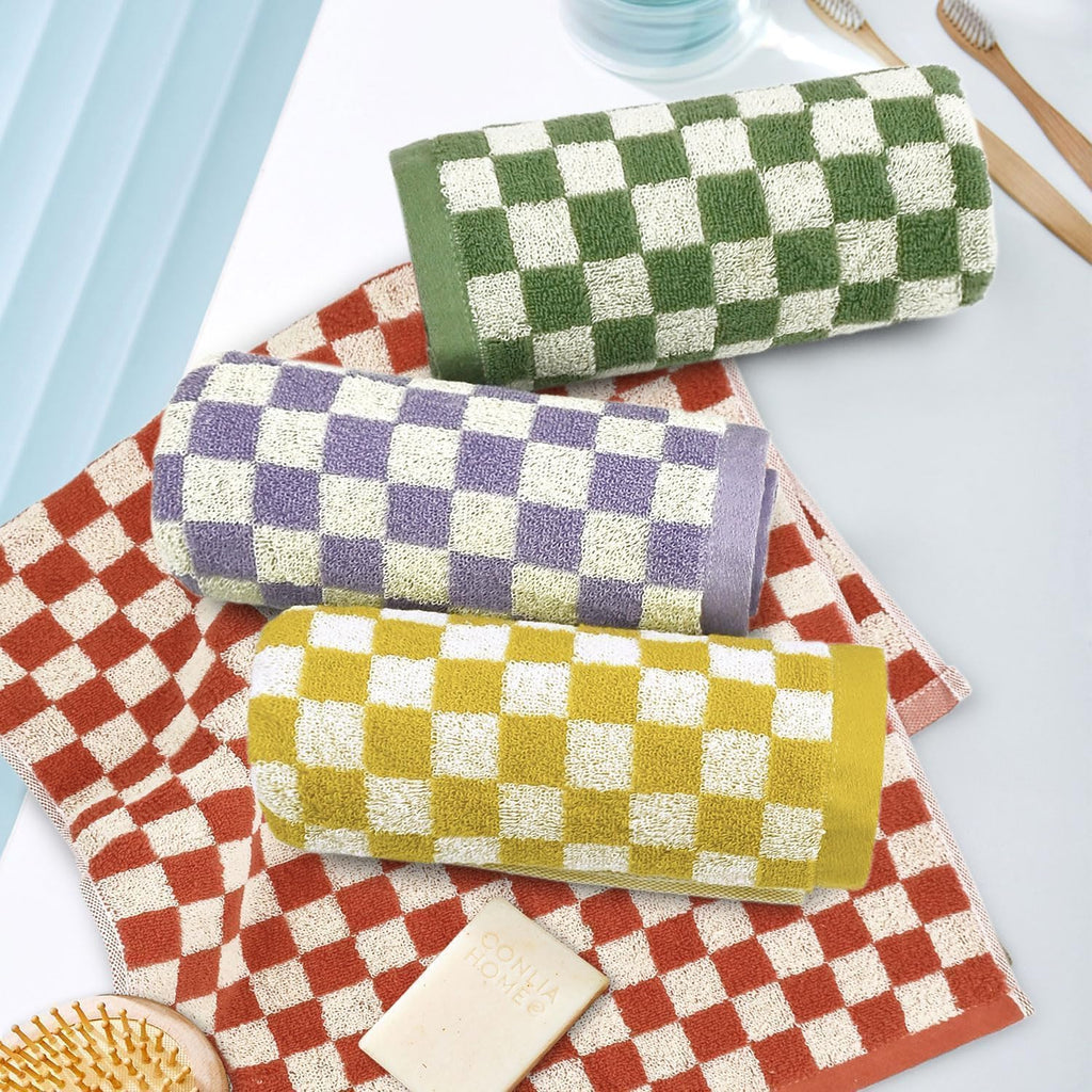 Jacquotha Hand Towels for Bathroom 4 Pack, Checkered Hand Towel Set